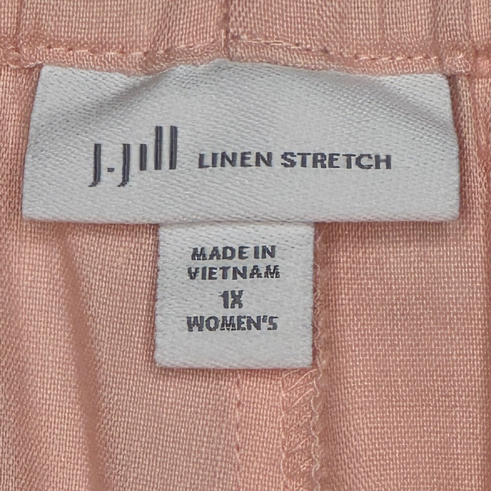J. Jill Peach Pink Linen Stretch Slim Leg Elastic Waist Crop Pants Size 1X - Picture 6 of 8
